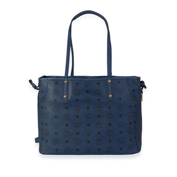MCM Navy Visetos Large Reversible Tote - Picture 3 of 7